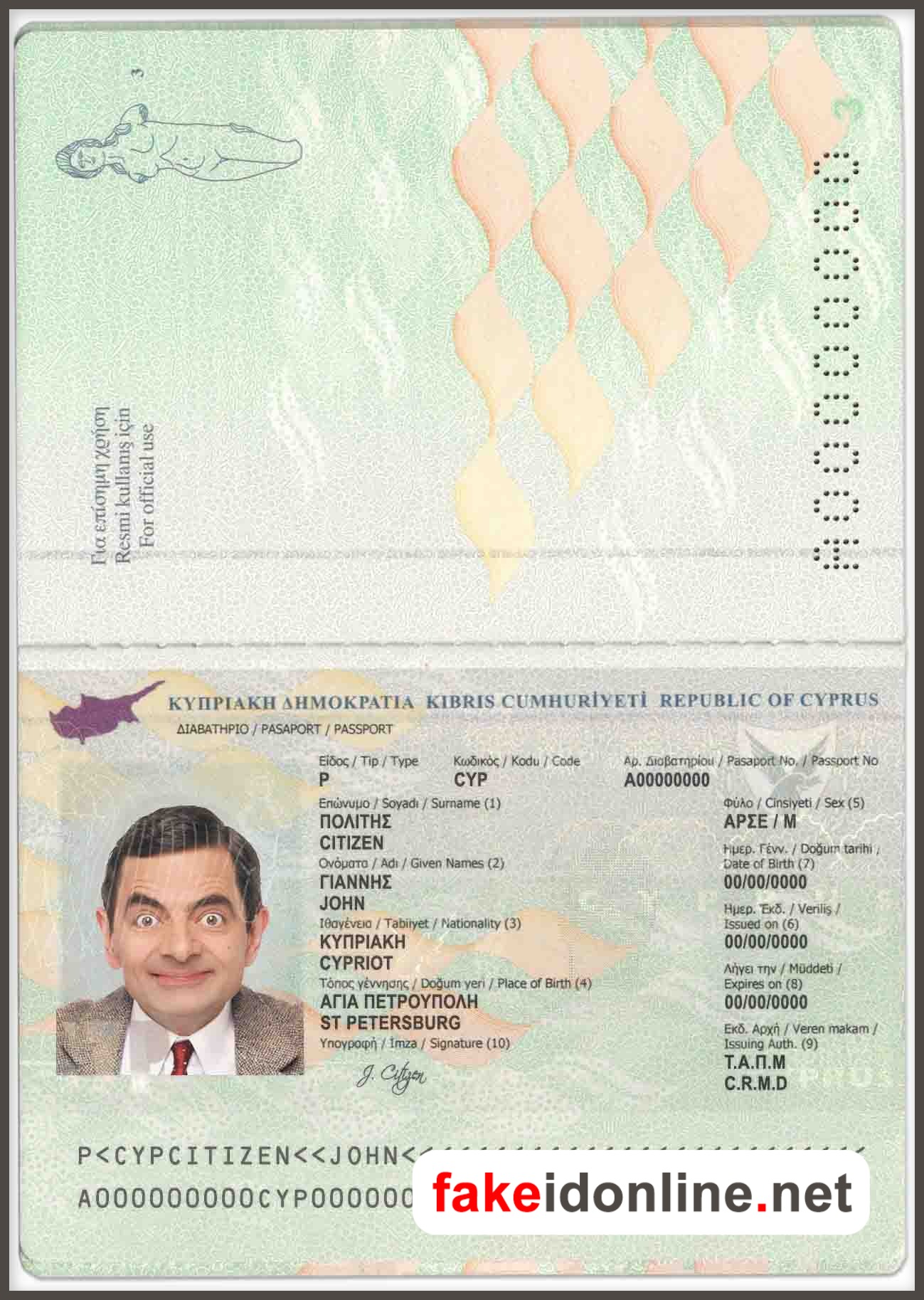 Cyprus Passport Template PSD